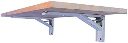 The Quick Bench by Latitude 59, Wall-Mounted Folding Workbench with Butcher Block Solid Wood Top (20”x48”) – Clear UV Finish