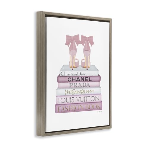 Image of Glam Heels Books Still Life, 24 x 30 Inch Canvas in Floater Frame | Stupell Industries . By Amanda Greenwood . Ready to hang . Made in USA