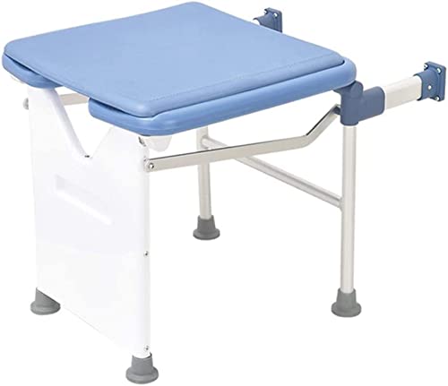 BomDog Vasca da Bagno Doccia Sgabello, con Gamba Di Supporto Telaio in Alluminio Pieghevole Doccia Sedia a Muro Pieghevole Bagno Sedile Sgabello Doccia/Blue/33X42Cm
