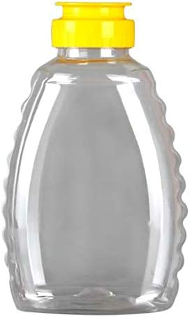 Miniatura 3 de Skywin Honey Jar - Botellas de miel de plástico transparente y dispensador de recipientes de miel con tapa abatible y sello (10, 32 onzas)