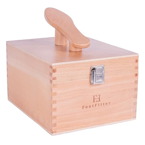 FootFitter Beech Wood Valet Box, Premium Shoe Shine Organizer with Classic Storage for Polish, Brushes, Cloths & Tools (Shoe Care Tools Not Included)