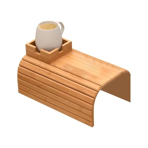 Couch Cup Holder Wooden Sofa Armrest Tray Foldable Anti-Slip Drink Coaster Sofa Side Storage Table Cup Holder Organizer (Includes Storage Rack Only)