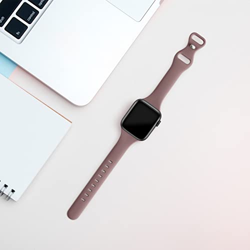 Image of Thin Slim Band Compatible with Apple Watch 38mm 40mm 41mm 42mm 44mm 45mm 46mm 49mm, Replacement Silicone Sport Strap for iWatch Series 11 /10 /9 /8 /7 /6 /5 /4 /3 /2 /1 Ultra SE Women Men, Smoke Violet