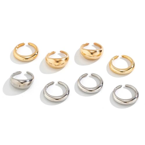 Image of Shining Diva Fashion Stylish Trendy Finger Rings Set for Women & Girls | Chunky Minimal Statement Ring Combos Modern Elegant Jewellery Collection