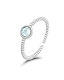 Weviway Adjustable Aquamarine Ring for Women - Sterling Silver Open Thumb Ring, Birthstone Fidget Jewellery Gift for Her