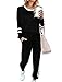 Travel Outfits for Women Two Piece Outfits Sweatsuits Sets Loose Fitting Drawstring Sweatpants Beach Vacation Clothes Fall Fashion Must Haves Black M