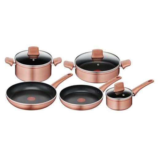 Lagostina Set di Pentole e Padelle Antiaderenti in Alluminio per Gas e Forno 8 Pezzi, Esterno Effetto Rame, Indicatore Cottura Thermo-Signal, con 2 Casseruole, 2 Padelle, Tegame, 3 Coperchi