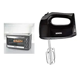 Borosil Prima 30L OTG with Smartmix BHM30PBB11 300-Watt Hand Mixer (Silver) Combo