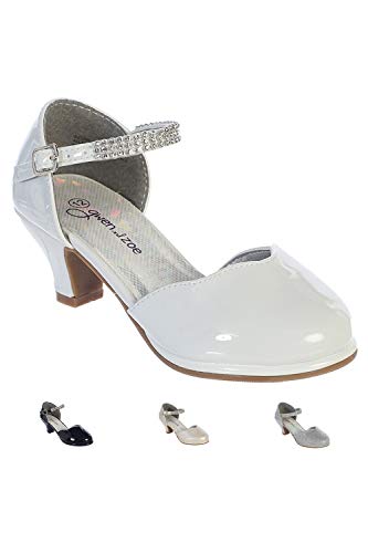 Girls White Dress Shoes for Girls Little Girls Heels Girls Dress Shoes Flower Girl Shoes for Wedding High Heels for Kids First Communion Girls Pageant Shoes for Girls Size 2