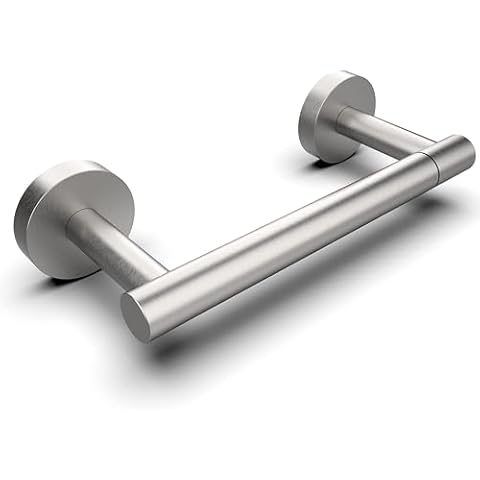 RARXTR Bathroom Toilet Paper Holder Wall Mount SUS304 Stainless Steel Double Post Pivoting Toilet Paper Roll Holder Wall Mounted Toilet Tissue Holder for Commercial Bathroom RV, Brushed Nickel Cover