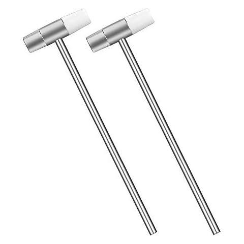 2pcs Dual Head Small Hammer for Fiddly Job, Plastic Head and Metal Head, 7 Inches Length, Smooth Grip, Jewelry Mallet, Mini Mallet for Watch, Tuning, Woodworking, Toys, Handcraft, Leather, Instruments Cover