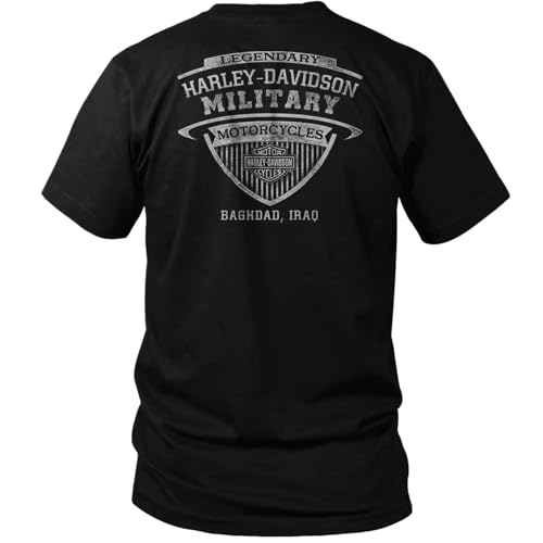 Harley-Davidson Military, Exclusive Overseas Tour Bagdad, Ghoulish Black Skull, Men's T-Shirt2