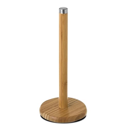 GREATOYAR Portarrollos para Papel de Cocina, Portarollos Papel de Cocina de Bambú, Toallero de Papel Integrado, Soporte para Rollos de Papel de Cocina, Diámetro 14x32cm, Bambú