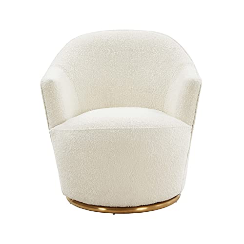 Sillón giratorio Bouclé crema miniatura 3