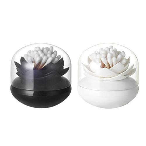 Dofover 2 Pack Creative Lotus Cotton Swab Holder Q-Tips Toothpicks Holder Table Decorate Cotton Bud Storage Box Organizer