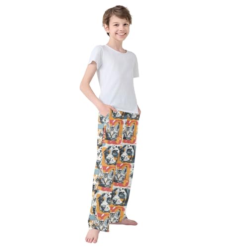 Pajama Bottoms, Puppy and Kitten Faces Pattern Pajamas Pant Lounge Wear Sleep Long Pants Casual Sleepwear Pjs 7