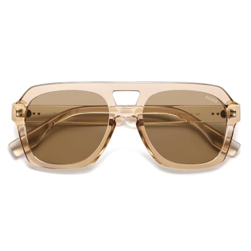 Image of SOJOS Retro Polarized Aviator Sunglasses Womens Mens SJ2385 | Trendy Vintage Fashion 80s 90s Pilot Shades Large Bold Thick Square Frame UV Protection TAC Lenses