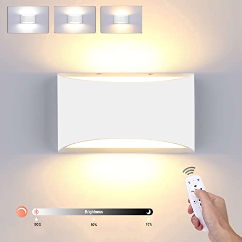 Glighone Applique Murale Dimmable Interieur Avec Télécommande & Application Smart LED Lampe Murale 2700-6500K Température de Couleur et Luminosité Réglables Mode Veilleuse pour Chambre Escalier, Blanc Cover