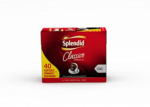 Splendid Espresso Classico Capsule Caffè Compatibili Con Macchine Nespresso, Capsule In Alluminio, Intensità 10, 40 Capsule