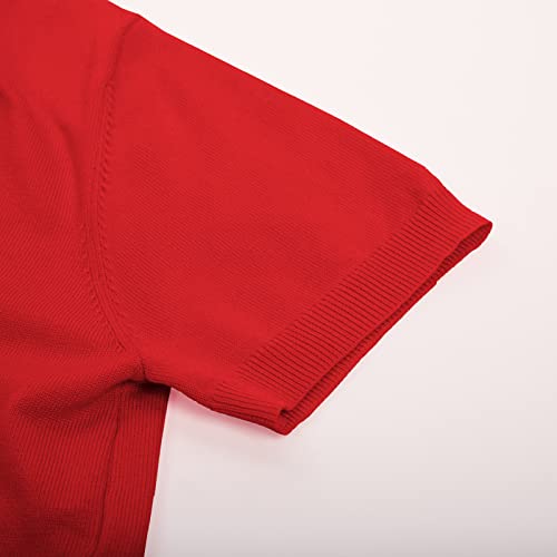 Women's Solid Open Front Knit Short Sleeve Bolero Shrug Cardigan Sweater(Red Short Sleeve,Xl) #TOP4