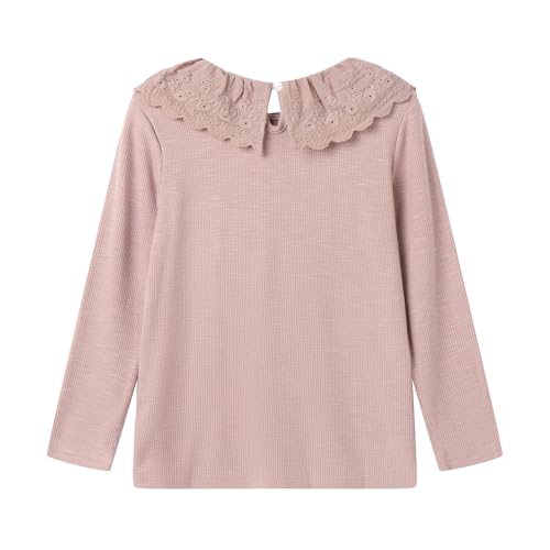 Mud Kingdom Girls Peter Pan Collar T-Shirts Long Sleeve Solid Lace Crewneck Tee Casual2