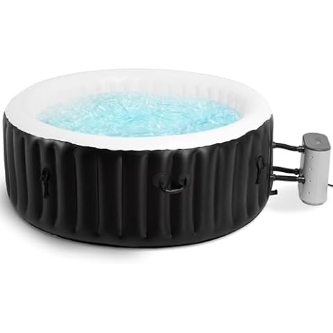 BODIOO 4 Person 71'' Inflatable Hot Tub Spa Capacity 800L, Outdoor Portable Hottub with 110 Jets with Control Panel, Insulated Tub Cover, Temperature up to 104°F,Black Cover