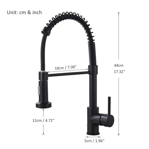 Mitigeur de cuisine extractible en laiton noir mat et chromé HJMMHX au design suspendu - 3