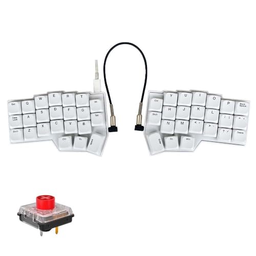 SZRKBDㅤ Choc Corne Split Ergonomic Ultrathin Mechanical Keyboard,Hot-swap Wired RGB Vial Key Mapping Surpport (White V2)