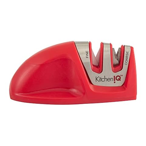 KitchenIQ 50883 Edge Grip 2 Stage Knife Sharpener, Red Cover