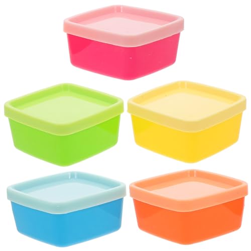 SECFOU Caja De Almacenamiento De 5 Piezas, Vasos Para Salsa, Cajas Para Salsa, Cajas Pequeñas Para Salsa, Suministros Para Picnic, Cajas Para Vinagre, Recipientes Portátiles Para