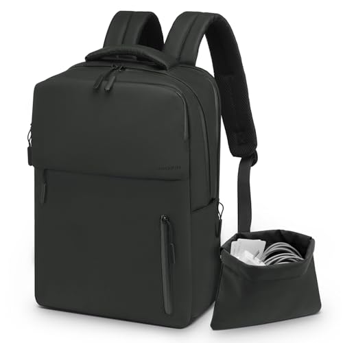 Mochila liviana para portátil y viaje, resistente al agua, negra