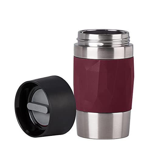 Emsa N21609 Travel Mug Compact Thermo-/Isolierbecher aus Edelstahl, 0,3 Liter, 3h heiß, 6h kalt, 100% dicht, auslaufsicher, spülmaschinengeeignet, 360°-Trinköffnung, Weinrot 2