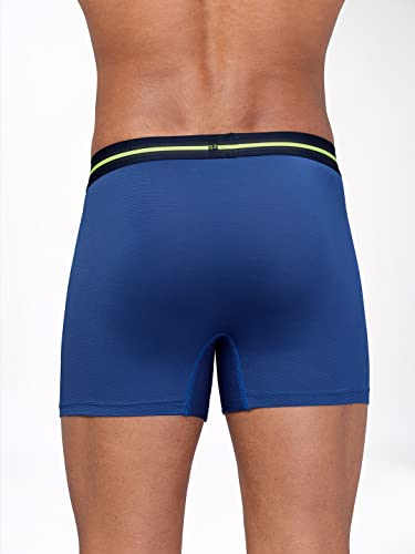 Image of TECHNOSPORT Men's Colorblock Trunks Underwear with ElastoLITE 4 Way Stretch Lightweight Breathable Moisture Wicking Soft Anti Odour Anti Microbial Comfort Fit Boxer Briefs Innerwear for Men