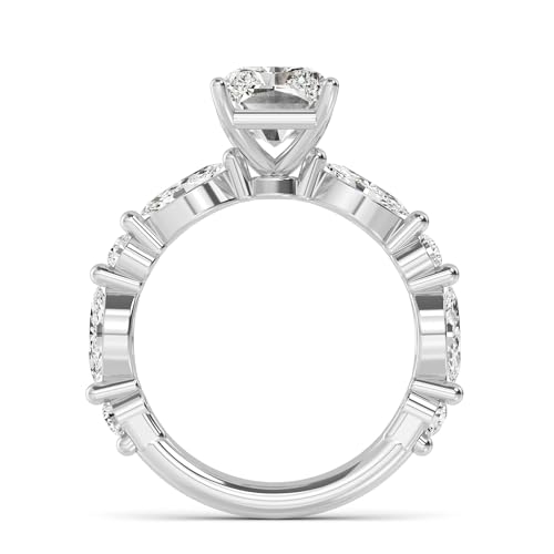 1-5 Carat (ctw) White Gold Radiant Cut LAB GROWN Diamond Side Stone Engagement Ring [ Color D-E, Clarity VS1-VS2 ]2