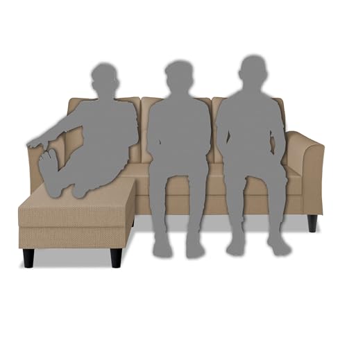 Image of Adorn India Maddox Tufted L Shape 4 Seater Sofa Set (Beige) (3 Year Warranty)