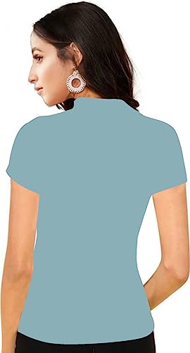 Image of Dream Beauty Fashion Women's Half Sleeve Round High Neck Top Elegant Casual Tee, Pack of 2-23 inch inches (Combo-Tripta Tiger)