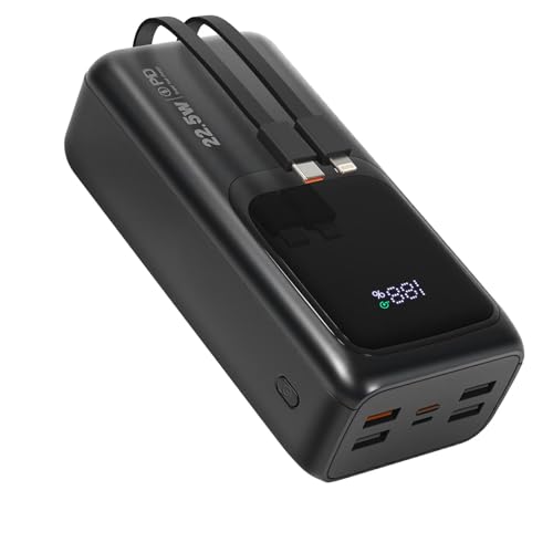 Power Banks 30000 mAh - Carcasa de metal de alta seguridad con pantalla LED, 2 puertos USB, cargador de teléfono portátil, carga rápida, teléfonos móviles, tabletas, etc. (gris_30000mAh)