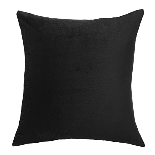 Image of Cazimo Velvet Cushion Covers for Bed, Sofa and Couch - 16 * 16 inches | Ideal for Living Room | Set of 2, Black
