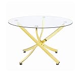Coaster Home Furnishings Chanel Round Brass and Clear Dining Table, Gold
