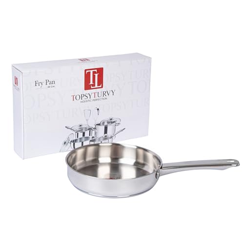 Image of Zaib TOPSYTURVY Stainless Steel Fry Pan 20 CM | Induction & Gas Compatible | Non-Stick, Heavy-Gauge Frying Pan for Cooking & Sauteing
