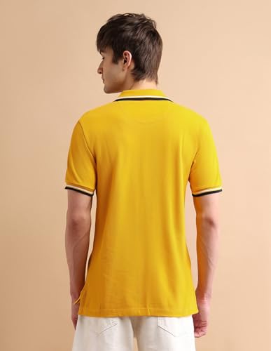 Image of U.S. POLO ASSN. Solid Slim Fit Polo T Shirts for Men - 100% Cotton, Half Sleeves Mens Tshirt - S, Yellow
