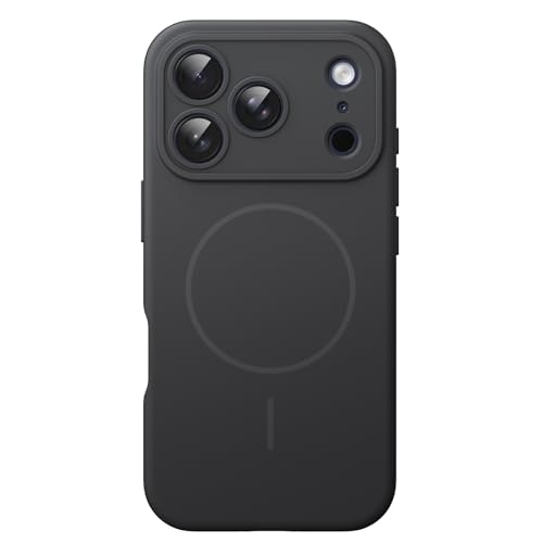 Image of JETech Magnetic Silicone Case for iPhone 17 Pro, Black | Compatible with MagSafe, Silky Soft Touch, Full Camera Lens Protection, Shock Absorbing Phone Cover