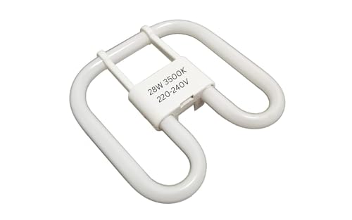 PLUSHA 28W 2D Square 4-Pin GR10Q Energy Saving Light Bulb Cool White 3500K | Long-Lasting & Efficient for Home Office Commercial Use | [Energy Class A]