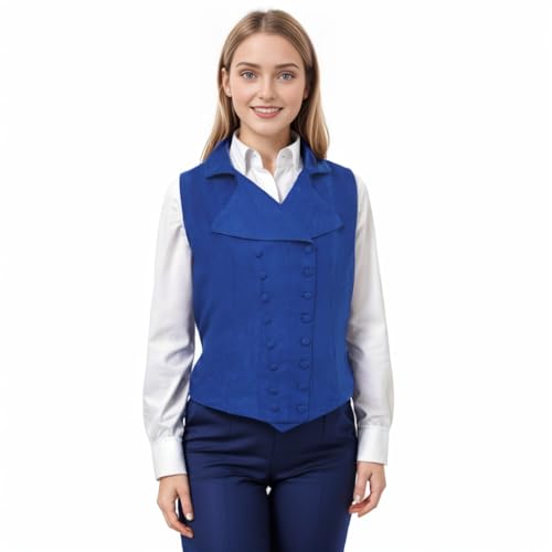 Women Victorian Edwardian Double Breasted Vest Waistcoat Vintage Steampunk Lapel Collar Fit Sleeveless Vest Jacket2