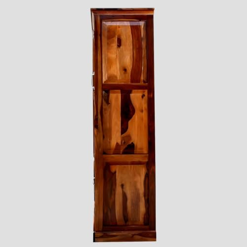Image of Solid Wood Diamond Cut Four Door Almirah /Wardrobe /Cabinet with Storage of Four Shelves and Two Drawers (Natural Oak)