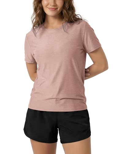 Image of ODODOS Women's Performance Cropped Tee Ultra Soft odSTRATUM Tech Short Sleeve Relaxed Top Crew Neck T-Shirts