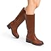DREAM PAIRS Womens Knee High Boots Square Toe Platform Chunky Block Heel Banana Campus Boots for Women Comfortable Low Heel Side Zipper Womens Riding Tall Boots,Size 8,Light Brown,DWUMKB2539