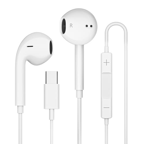 JYCHEYI USB C Headphones Wired for iPhone 17/16/15 Series, for iPad Pro Air 5/4/Mini 6/iPad 10th, Type C Earbuds for MacBook Pro/air, Control Microphone, Volume, Music