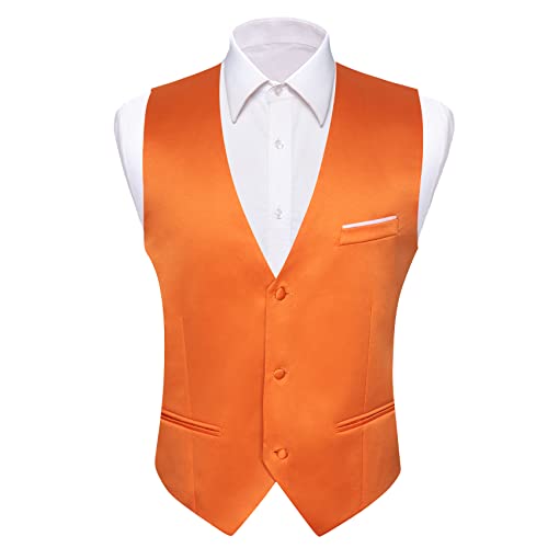 Image of Barry.Wang Vest for Men Business /Leisure Dress Suit Vests V-neck 2 Pockets Wedding Party Tuxedo Satin Waistcoat