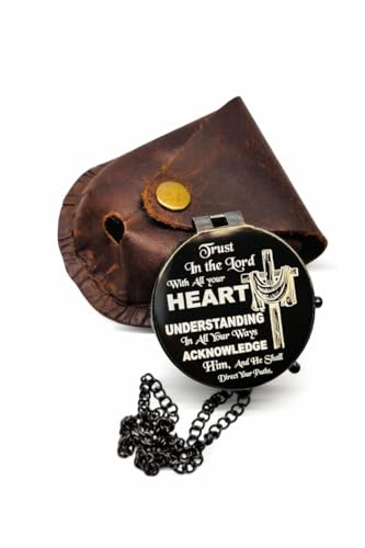 Brújula de Bolsillo de Latón con Diseño Vintage y Fe Religiosa miniatura 1